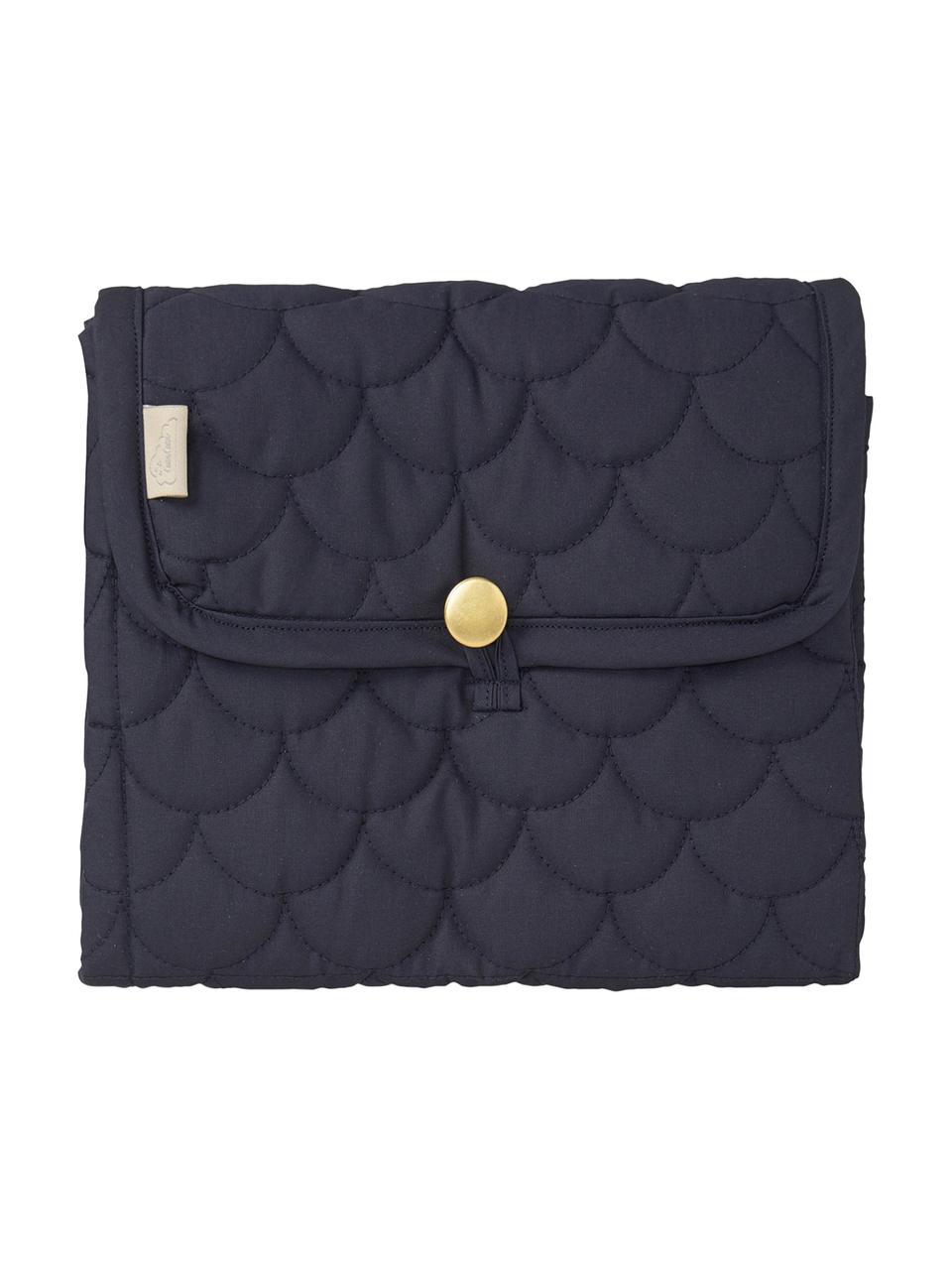 Petite pochette à langer en coton bio Wave, Bleu foncé, vert menthe, larg. 19 x long. 23 cm