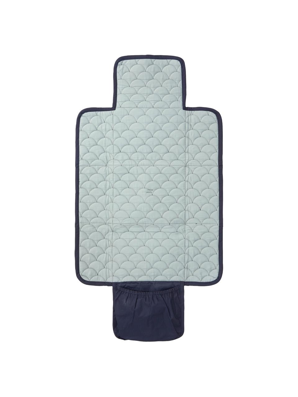 Petite pochette à langer en coton bio Wave, Bleu foncé, vert menthe, larg. 19 x long. 23 cm