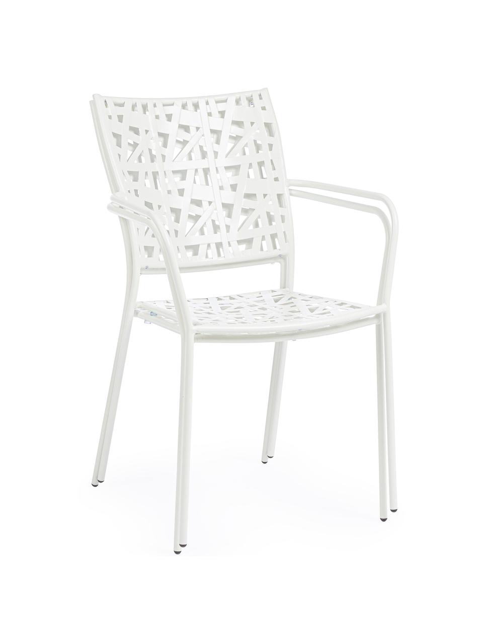 Sedia impilabile da giardino in metallo Kelsie, Metallo verniciato a polvere, Bianco, Larg. 55 x Prof. 54 cm