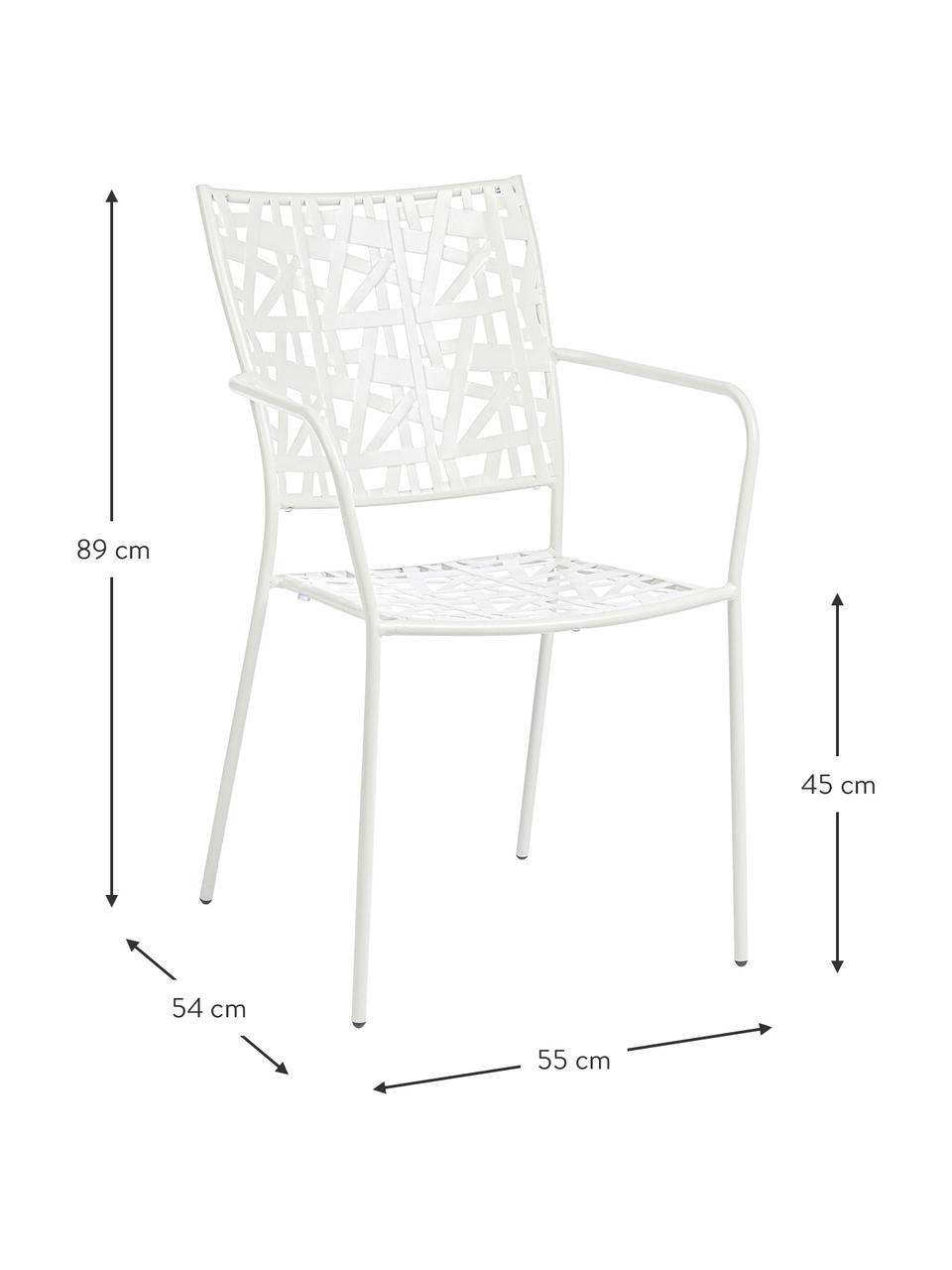 Krzesło ogrodowe z metalu Kelsie, Metal malowany proszkowo, Biały, S 55 x G 54 cm