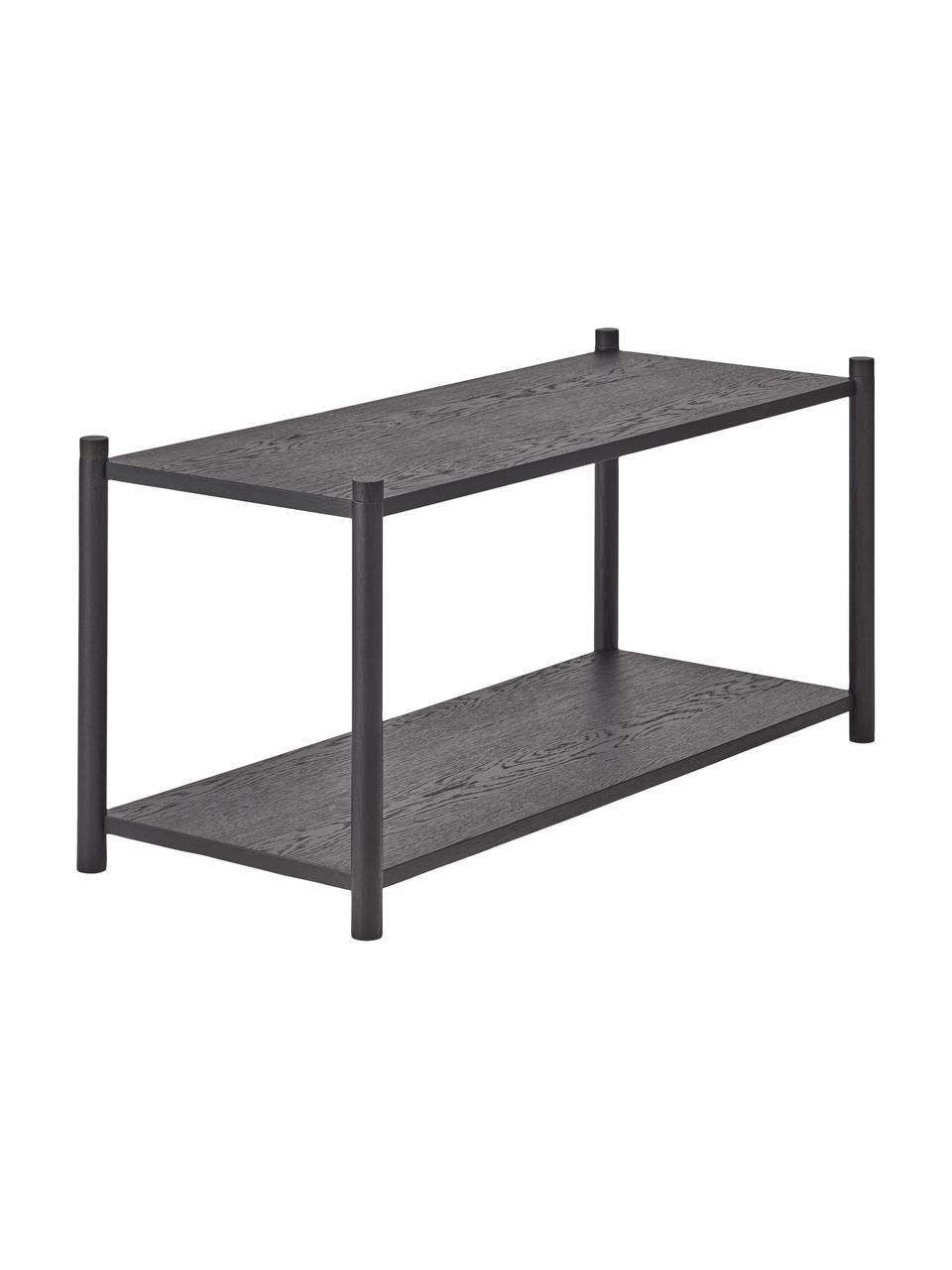 Estantería de madera de roble Sceene, Estantes: madera de roble, Estructura: madera de roble maciza, Madera de roble negro pintado, An 93 x Al 45 cm