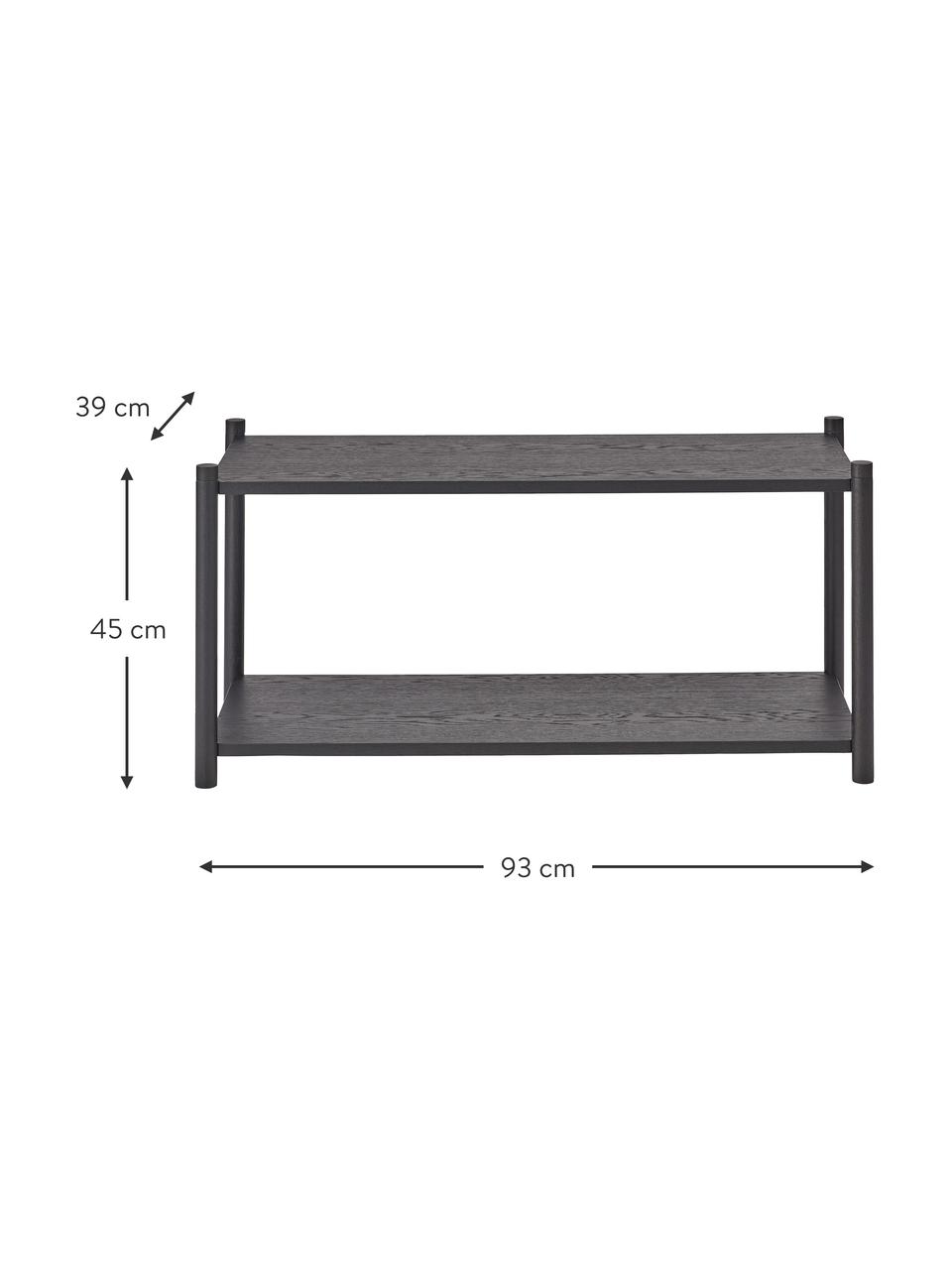 Estantería de madera de roble Sceene, Estantes: madera de roble, Estructura: madera de roble maciza, Madera de roble negro pintado, An 93 x Al 45 cm