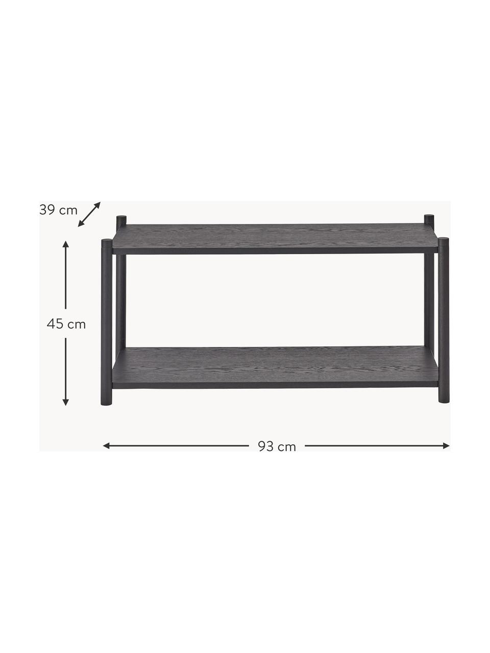 Regał z drewna dębowego Sceene, Stelaż: lite drewno dębowe, Drewno dębowe lakierowane na czarno, S 93 x W 45 cm