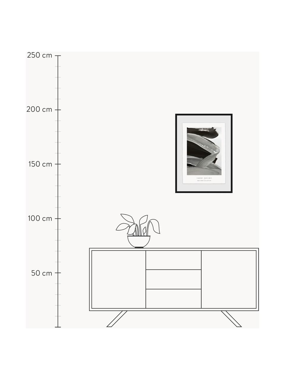 Gerahmter Digitaldruck Black & White, handgefertigt, Rahmen: Mitteldichte Holzfaserpla, Grau, Schwarz, B 73 x H 103 cm