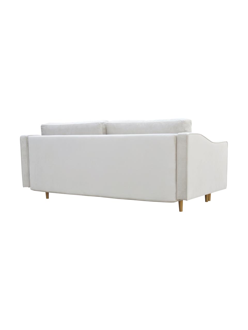 Divano letto 2 posti in velluto beige Zoja, Rivestimento: 100% velluto di poliester, Struttura: legno, molle a onda, Piedini: legno laccato, Beige, Larg. 221 x Prof. 99 cm