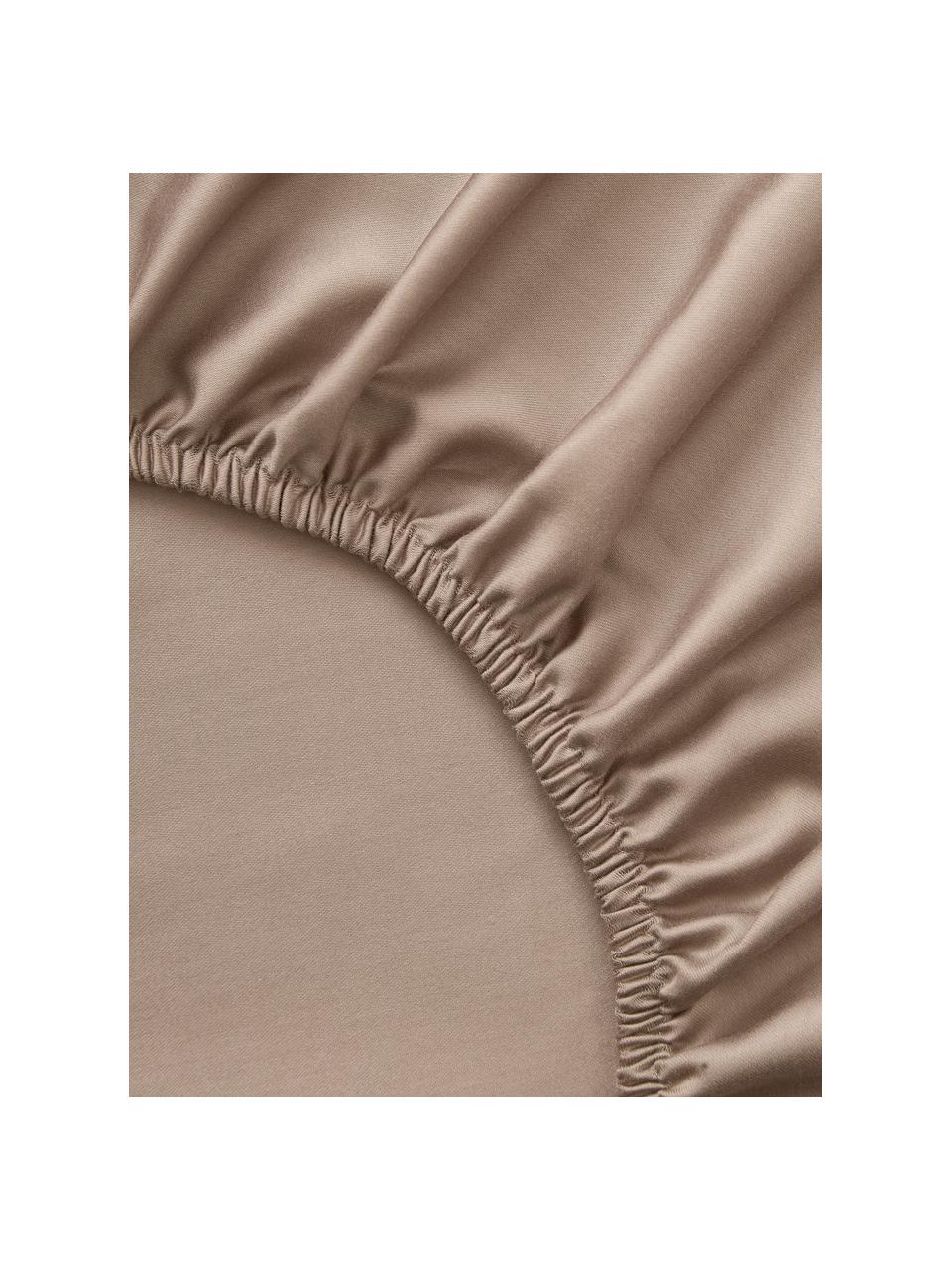 Hoeslaken Premium, katoensatijn, Weeftechniek: satijn Draaddichtheid 400, Beige, B 90 x L 200 cm