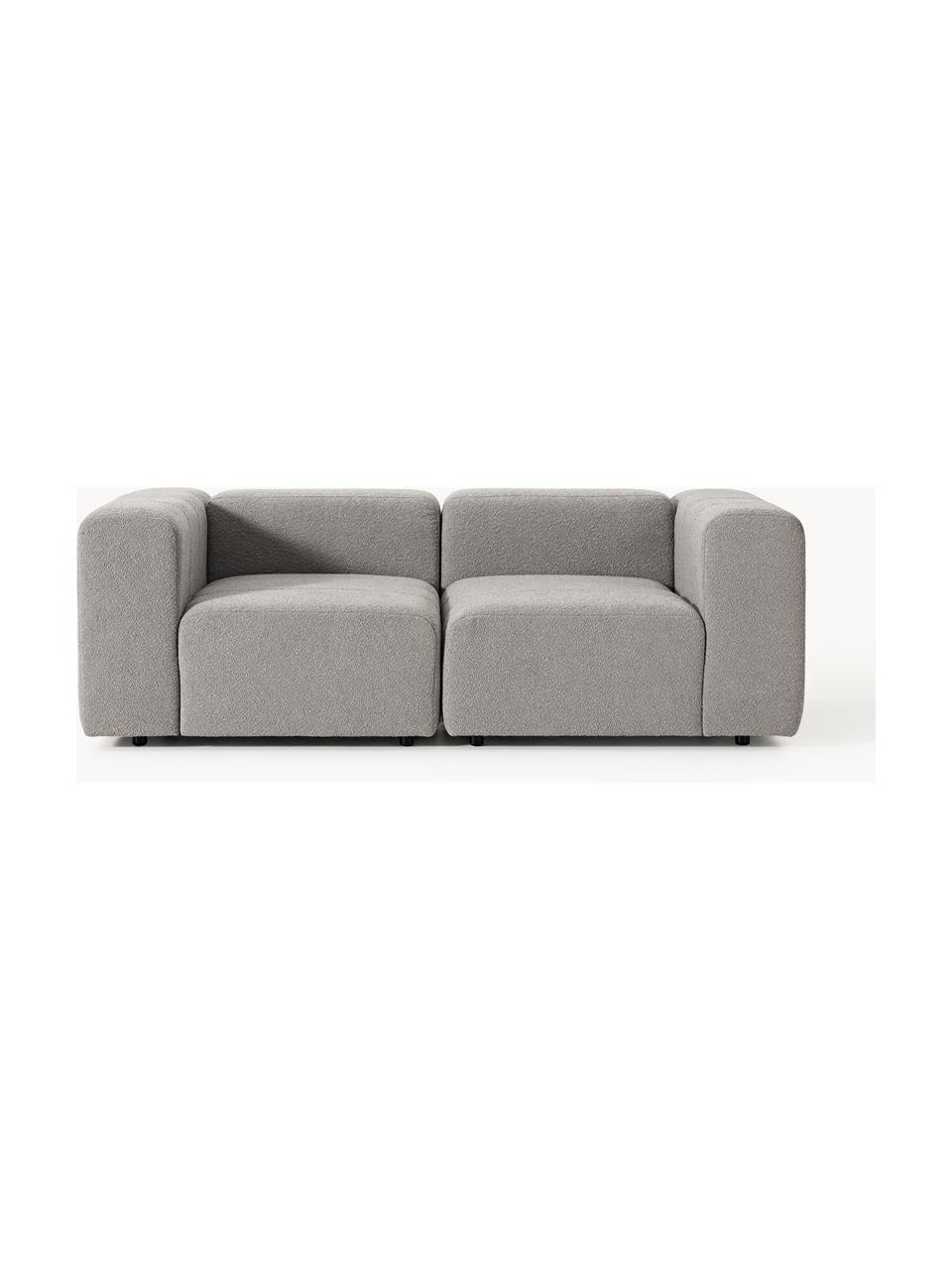 Modulares Bouclé-Sofa Lena (3-Sitzer), Bezug: Bouclé (93 % Polyester, 6, Gestell: Buchenholz, Spanplatte, H, Füße: Kunststoff, Bouclé Grau, B 211 x T 106 cm