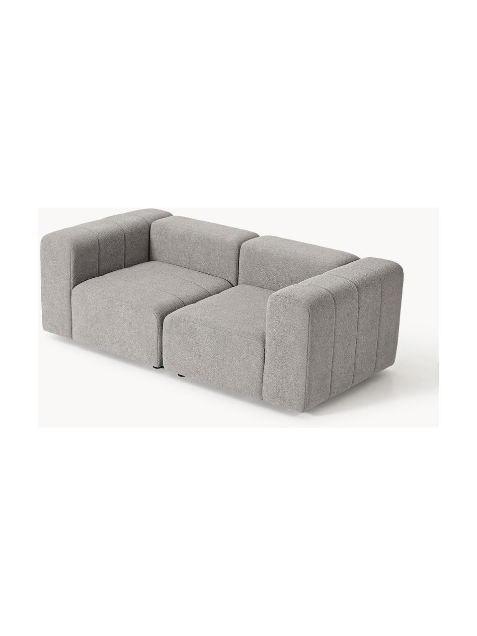 Modulares Bouclé-Sofa Lena (3-Sitzer), Bezug: Bouclé (93 % Polyester, 6, Gestell: Buchenholz, Spanplatte, H, Bouclé Grau, B 211 x T 106 cm