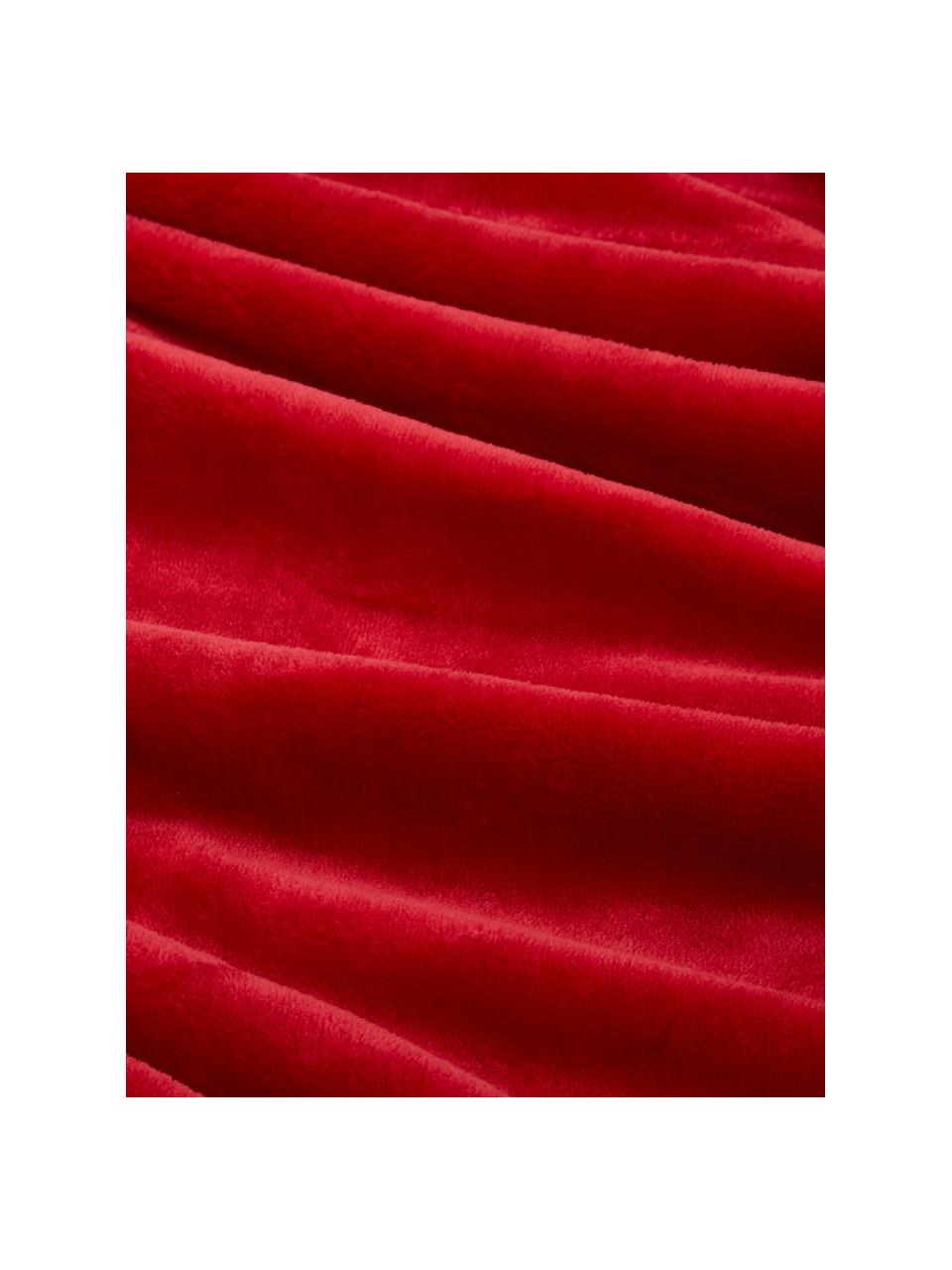 Zachte fleece plaid Doudou in rood, Polyester, Rood, 130 x 160 cm