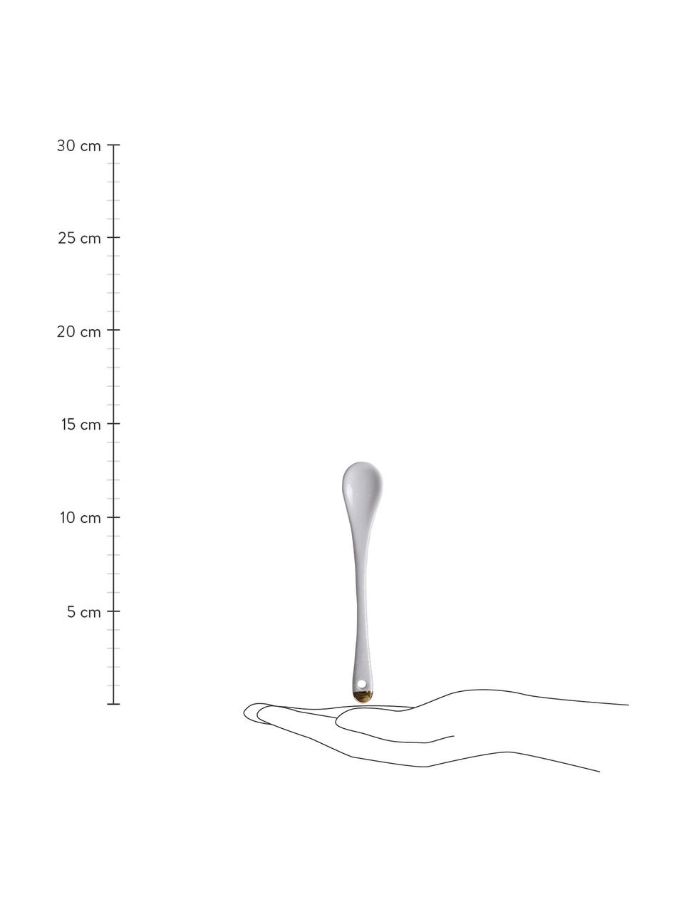 Set de cucharas artesanales Nippon, 6 uds., Porcelana, Blanco, dorado, L 13 cm