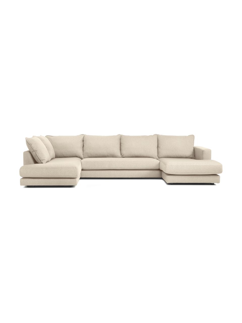 Sofá rinconera Tribeca, Tapizado: 100% poliéster Alta resis, Estructura: madera de pino maciza, Patas: madera de haya maciza pin, Tejido beige oscuro, An 356 x F 195 cm, chaise longue izquierda