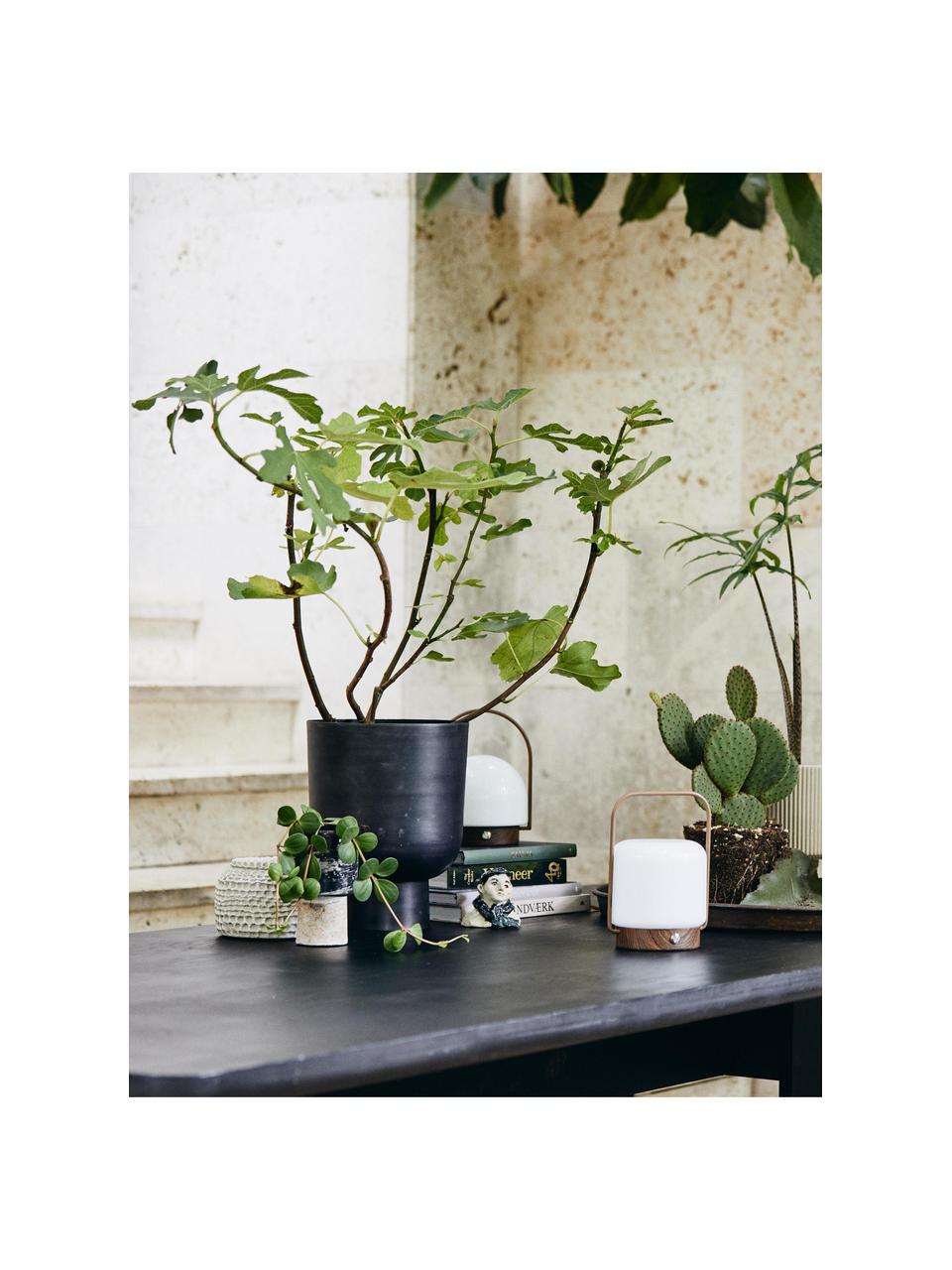 Kleine plantenpot Galoa, Gecoat aluminium, Zwart, Ø 24 x H 30 cm