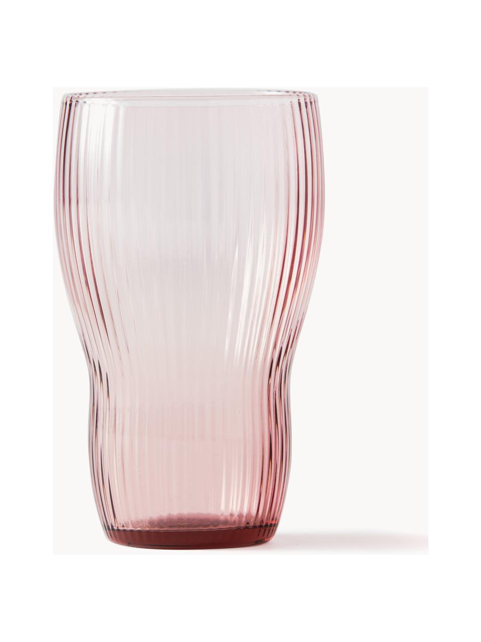 Szklanka ze szkła dmuchanego Pum, 2 szt., Szkło dmuchane, Blady różowy, Ø 7 x W 12 cm, 300 ml