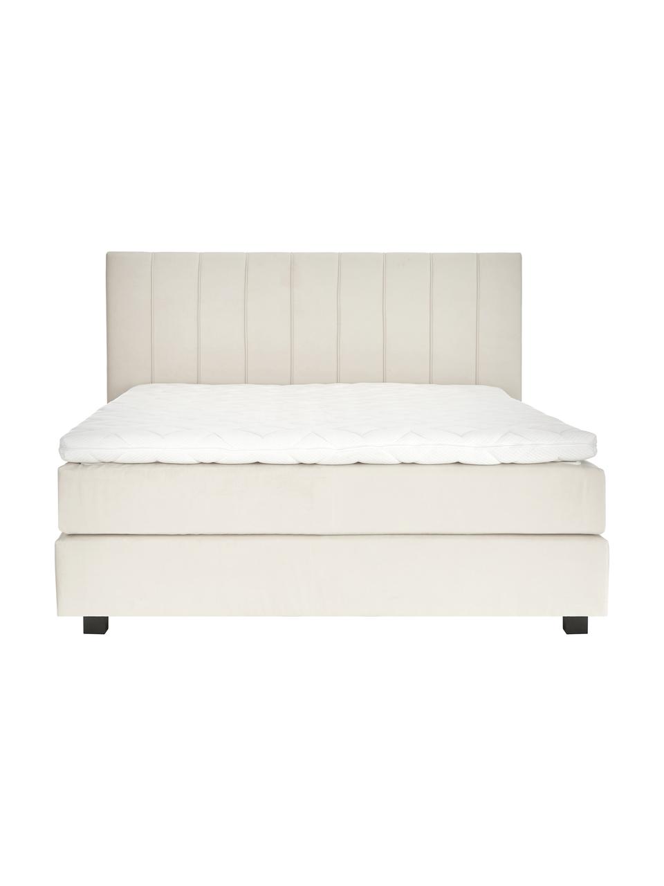 Lit à sommier tapissier premium en velours Lacey, Beige