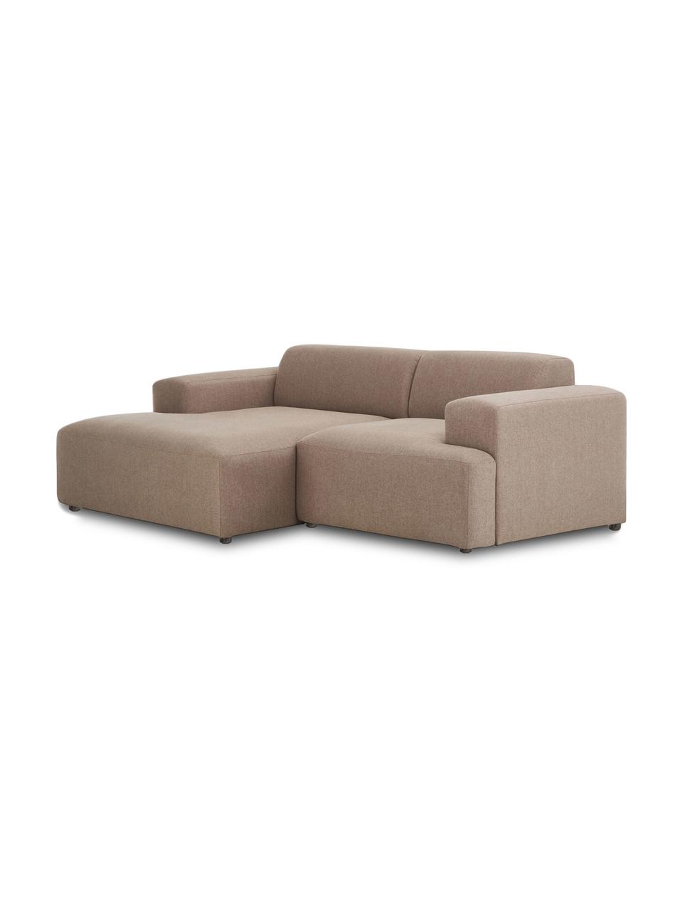 Canapé d'angle 3 places Melva, Tissu taupe, larg. 239 x prof. 143 cm, méridienne à gauche