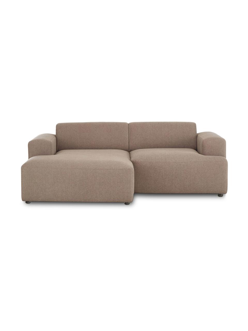 Sofá rinconera Melva (3 plazas), Tapizado: 100% poliéster Alta resis, Estructura: madera de pino maciza, ce, Patas: plástico, Tejido marrón, An 239 x F 143 cm, chaise longue izquierda