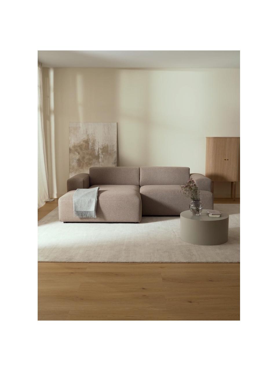 Sofá rinconera Melva (3 plazas), Tapizado: 100% poliéster Alta resis, Estructura: madera de pino maciza, ce, Patas: plástico, Tejido marrón, An 239 x F 143 cm, chaise longue izquierda