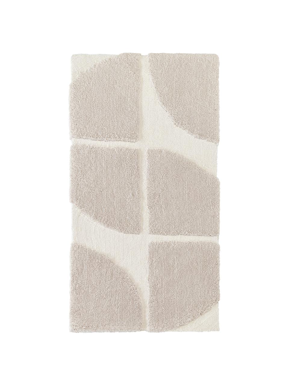 Tappeto soffice a pelo lungo con struttura alta-bassa rialzata Jade, Retro: 55% poliestere, 45% coton, Beige, bianco crema, Larg. 80 x Lung. 150 cm (taglia XS)