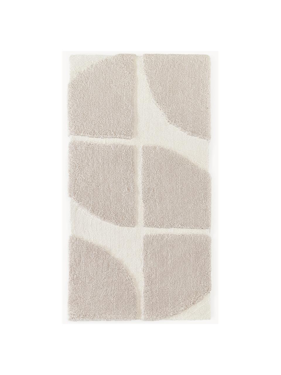 Tapis moelleux à poils longs texturé Jade, Beige, blanc crème, larg. 120 x long. 180 cm (taille S)