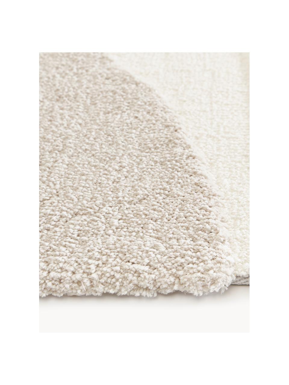 Tapis moelleux à poils longs texturé Jade, Beige, blanc crème, larg. 120 x long. 180 cm (taille S)