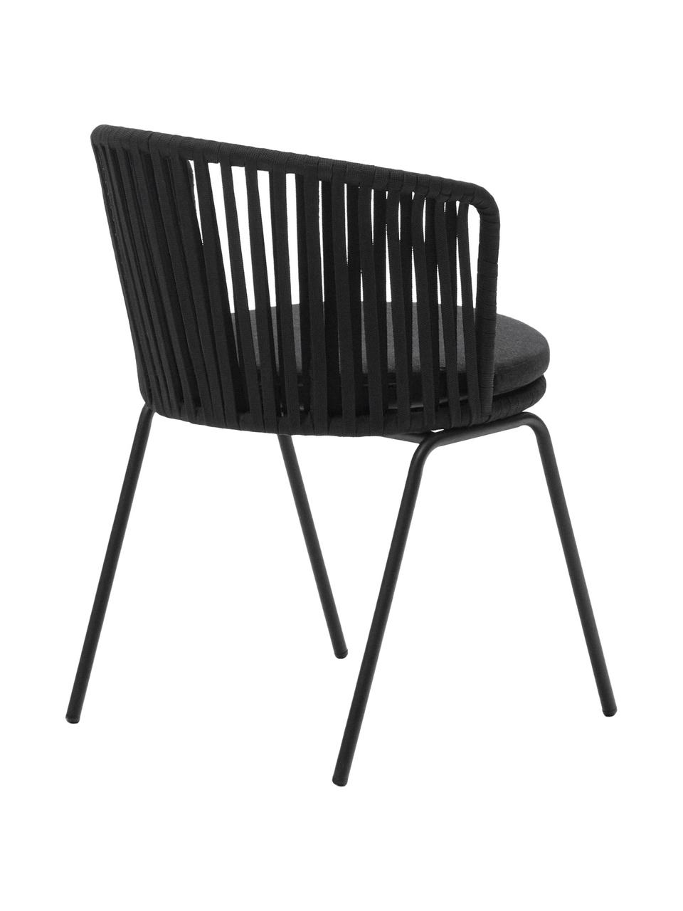 Silla con reposabrazos para exterior Saconca, Tapizado: 100% poliéster, Estructura: acero galvanizado, Tejido gris antracita, negro, An 59 x F 56 cm