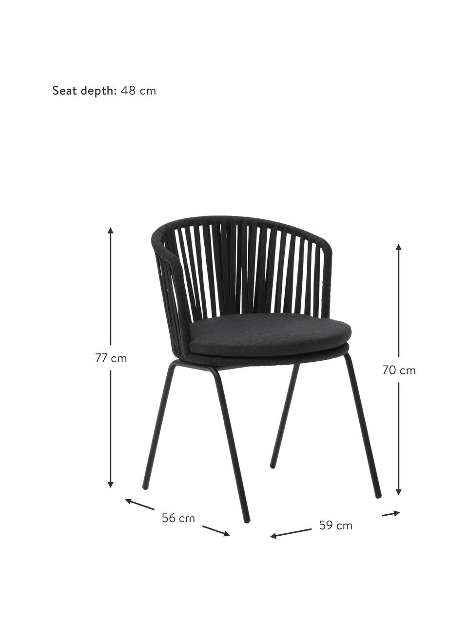 Sedia da giardino Saconca, Rivestimento: 100% poliestere, Tessuto antracite, nero, Larg. 59 x Prof. 56 cm