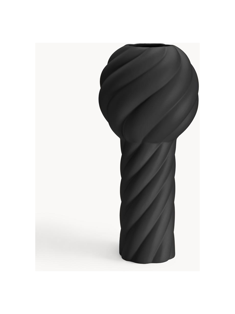 Handbemalte Keramik-Vase Twist Pillar, H 34 cm, Keramik, Schwarz, Ø 16 x H 34 cm