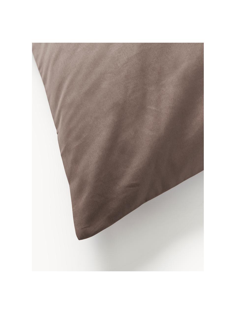 Copricuscino in raso di cotone Comfort, Marrone scuro, Larg. 50 x Lung. 80 cm