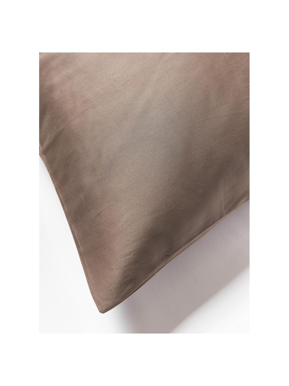 Federa in raso di cotone Comfort, Marrone scuro, Larg. 50 x Lung. 80 cm