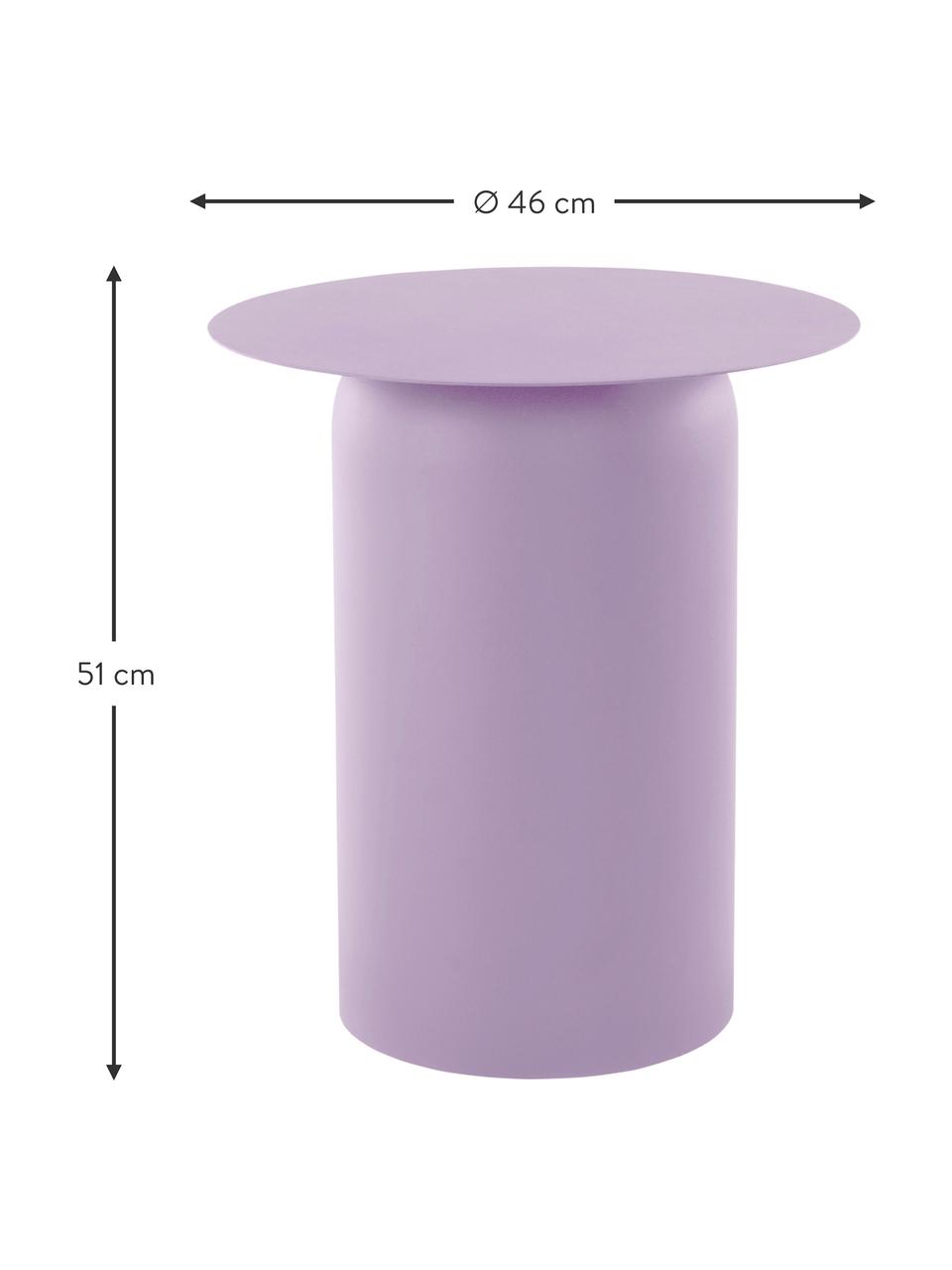 Tavolino rotondo Zele, Ferro verniciato a polvere, Lavanda, Ø 46 x Alt. 51 cm
