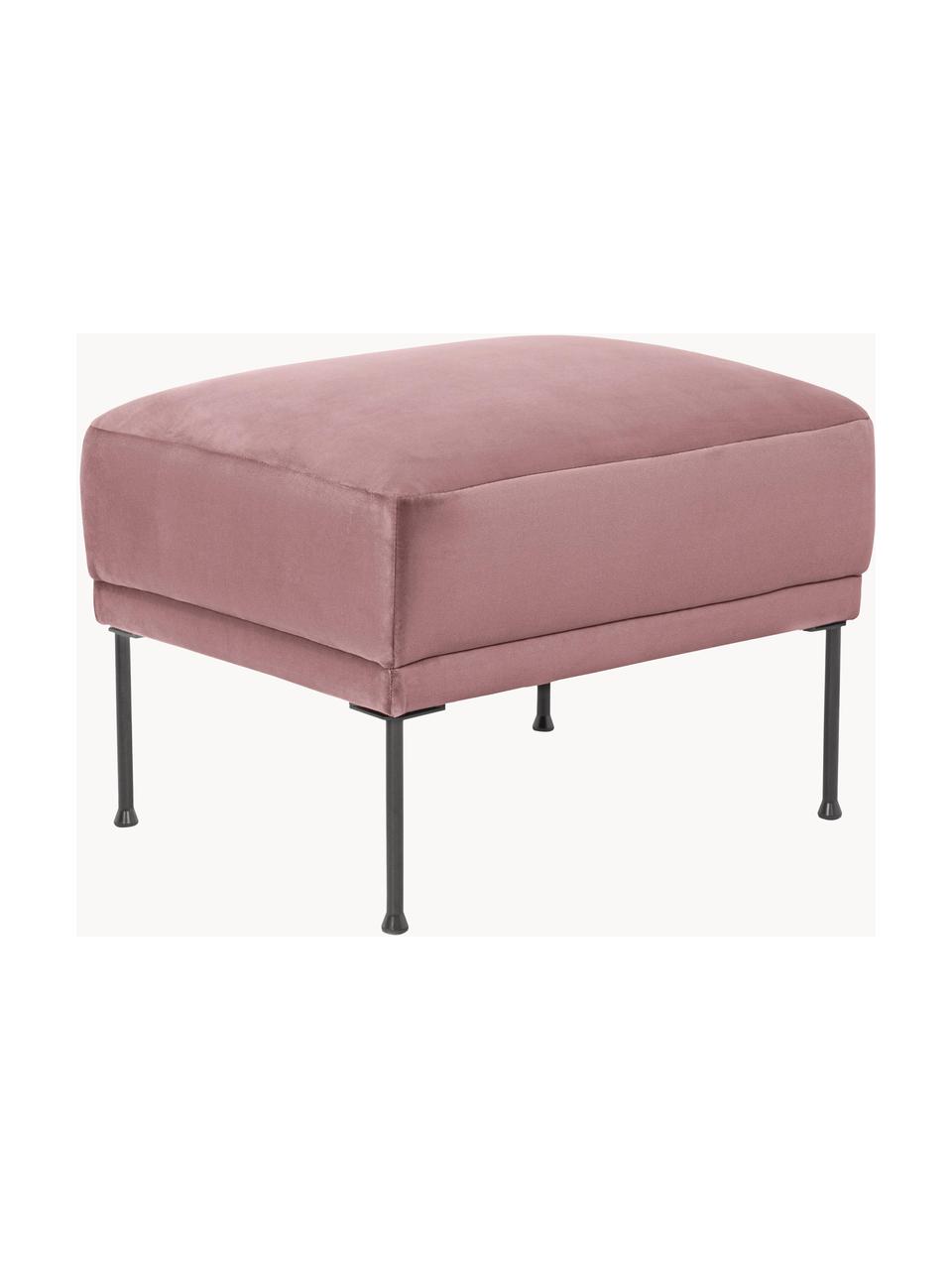Pouf en velours Fluente, Velours vieux rose, larg. 62 x prof. 50 cm