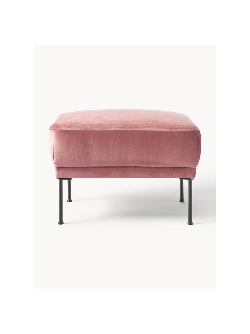 Pouf en velours Fluente, Velours vieux rose, larg. 62 x prof. 50 cm