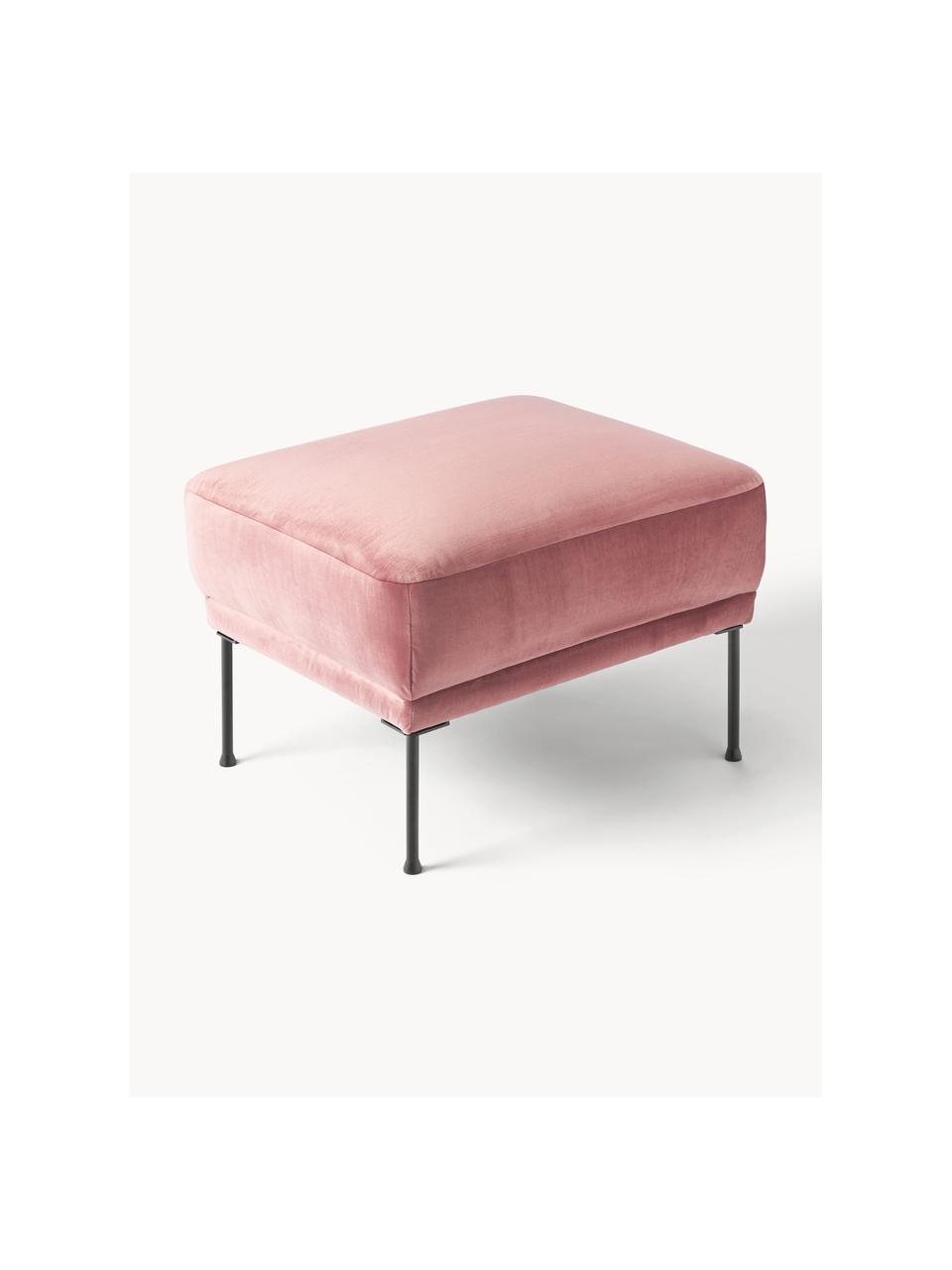 Reposapiés puf de terciopelo Fluente, Tapizado: terciopelo (poliéster de , Estructura: madera de pino maciza, Patas: metal con pintura en polv, Terciopelo rosa palo, An 62 x F 50 cm