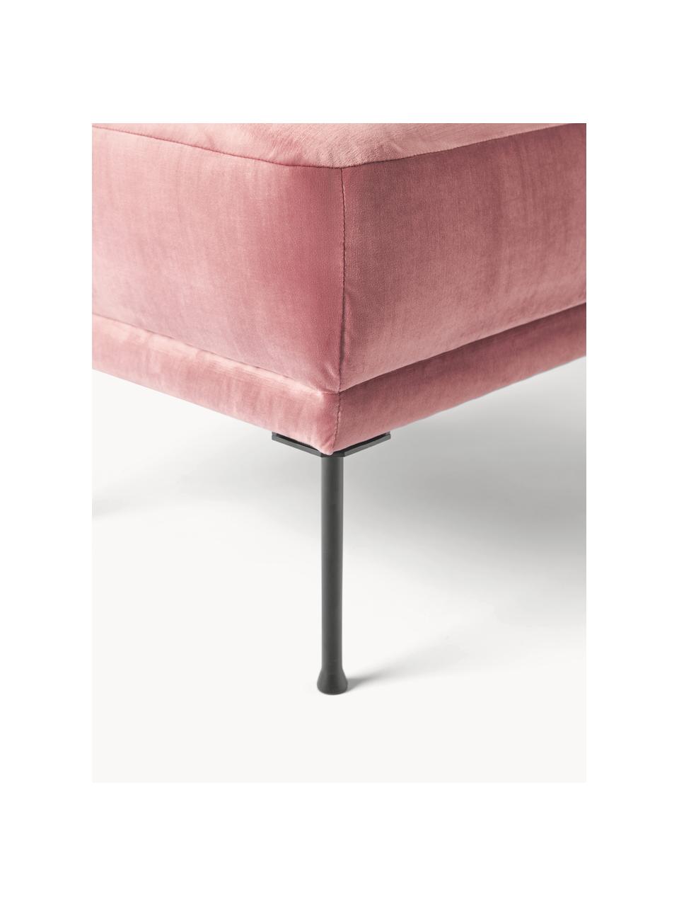 Reposapiés puf de terciopelo Fluente, Tapizado: terciopelo (poliéster de , Estructura: madera de pino maciza, Patas: metal con pintura en polv, Terciopelo rosa palo, An 62 x F 50 cm