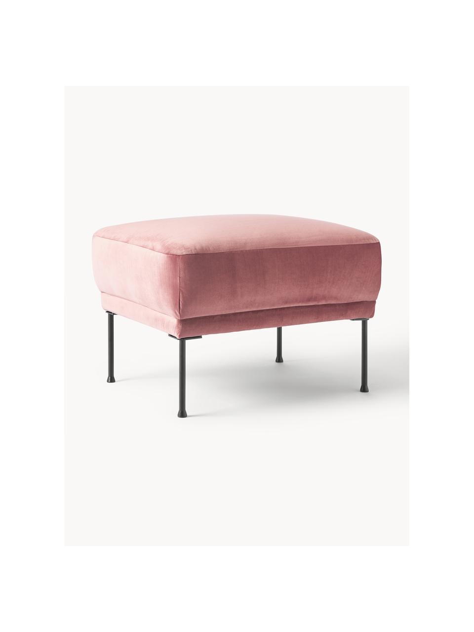 Pouf en velours Fluente, Velours vieux rose, larg. 62 x prof. 50 cm