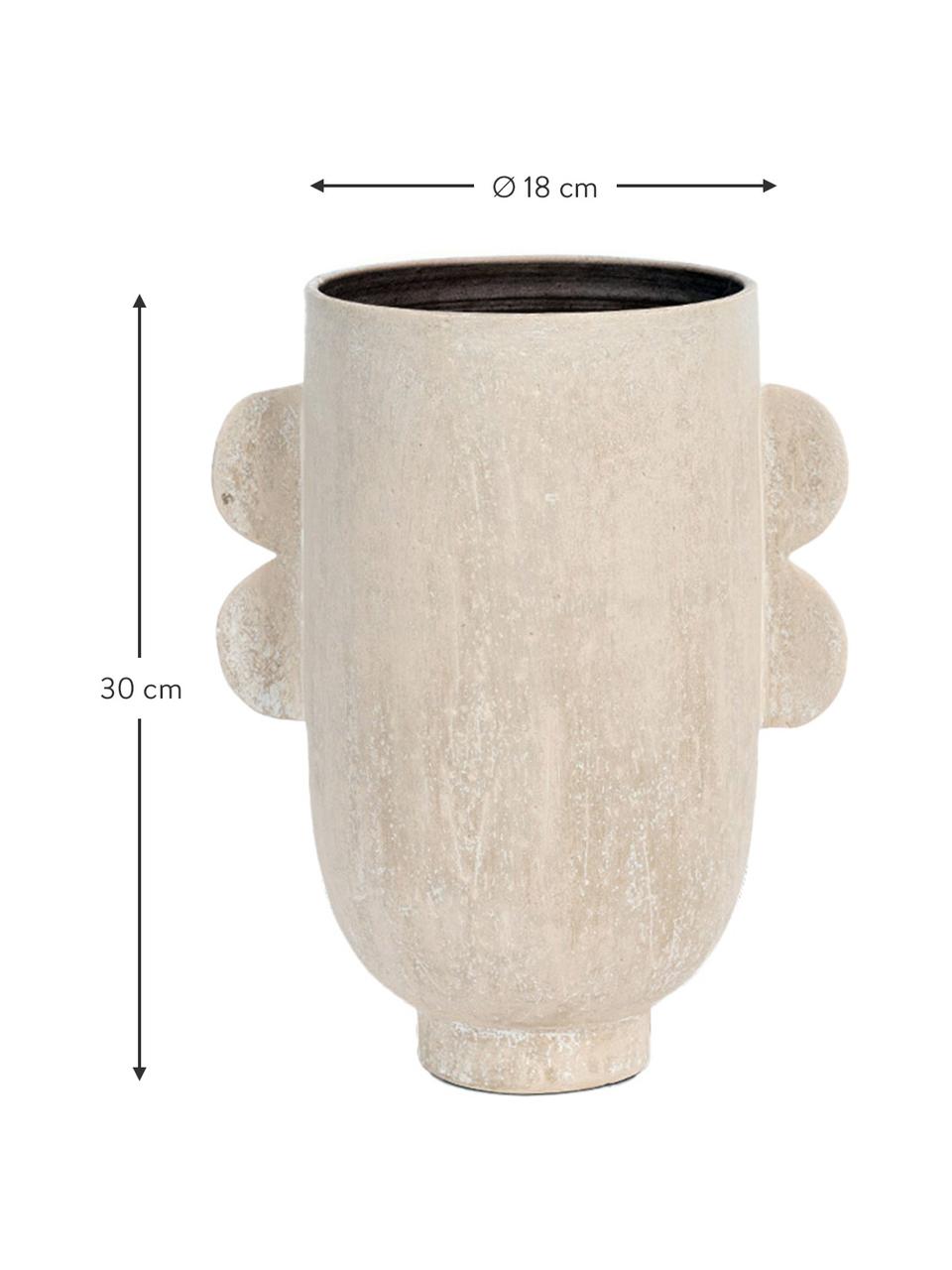 Vase en grès fait main Darius, Grès cérame, Beige, Ø 18 x haut. 30 cm