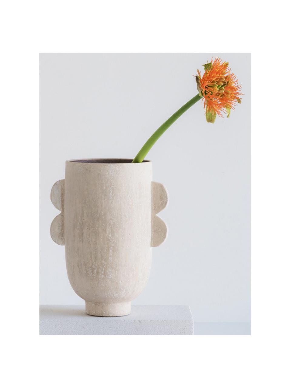Handgefertigte Vase Darius aus Steingut, Steingut, Beige, Ø 18 x H 30 cm