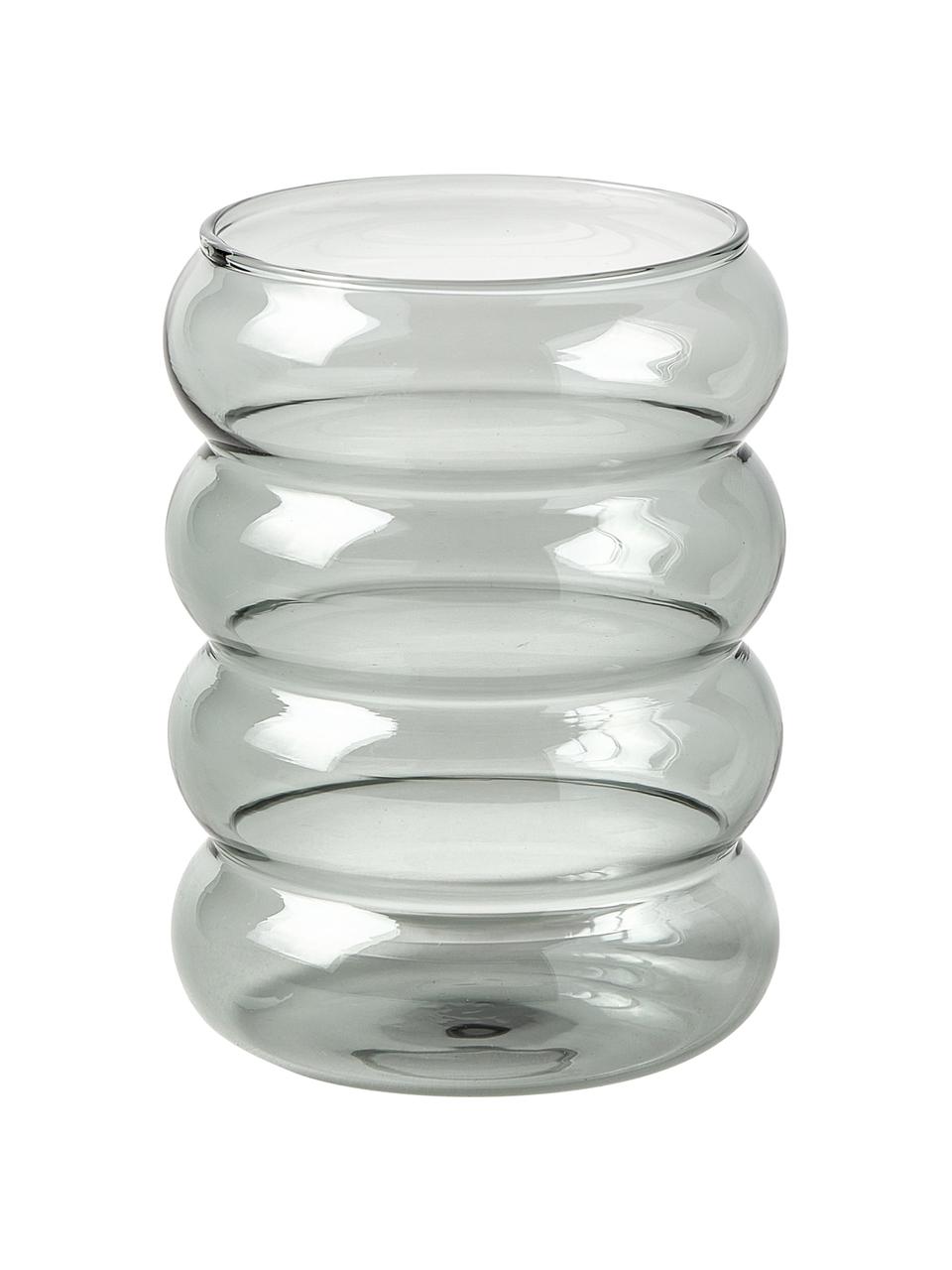 Mondgeblazen waterglazen Lalo in grijs, 4 stuks, Borosilicaatglas, Grijs, transparant, Ø 8 x H 10 cm