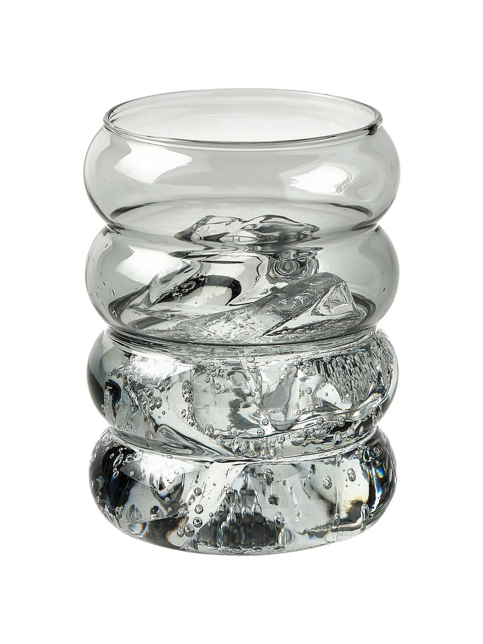 Mundgeblasene Wassergläser Lalo, 4 Stück, Borosilikatglas, Grau, Ø 8 x H 10 cm