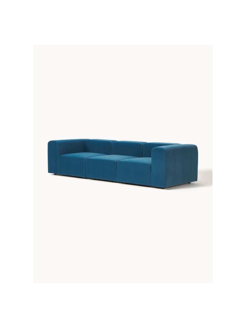 Modulares Samt-Sofa Lena (4-Sitzer), Bezug: Samt (100 % Polyester) De, Gestell: Kiefernholz, Schichtholz,, Füße: Kunststoff, Samt Petrol, B 284 x T 106 cm