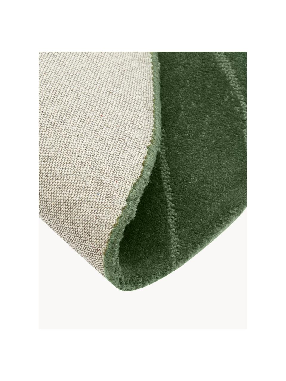 Tappeto rotondo in lana fatto a mano Aaron, Retro: 100% cotone Nel caso dei , Verde scuro, Ø 120 cm (taglia S)