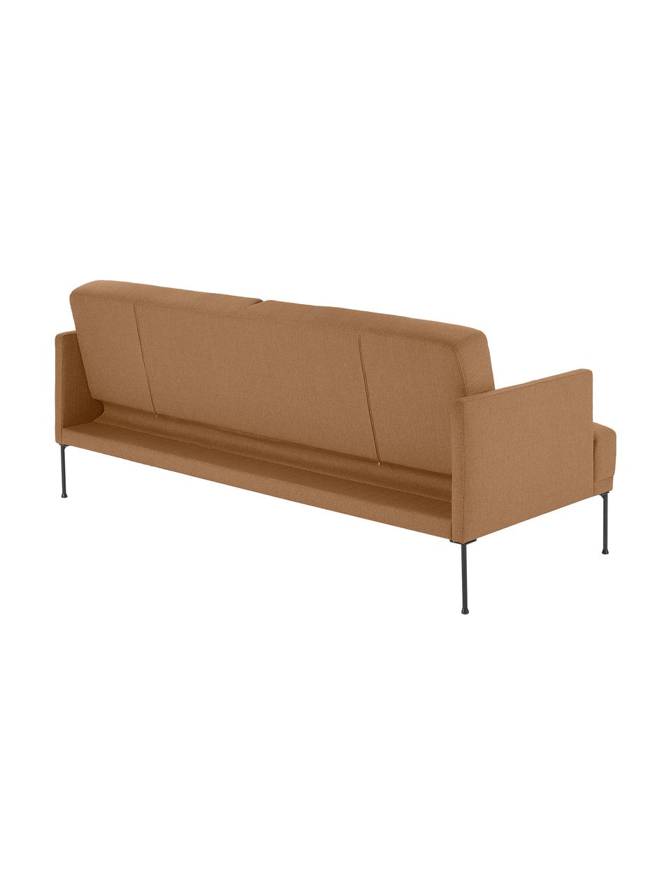 Divano letto 3 pposti con piedini in metallo Fluente, Rivestimento: 80% poliestere, 20% Ramie, Struttura: legno di pino massiccio, , Piedini: metallo verniciato a polv, Tessuto color torrone, Larg. 220 x Alt. 86 cm