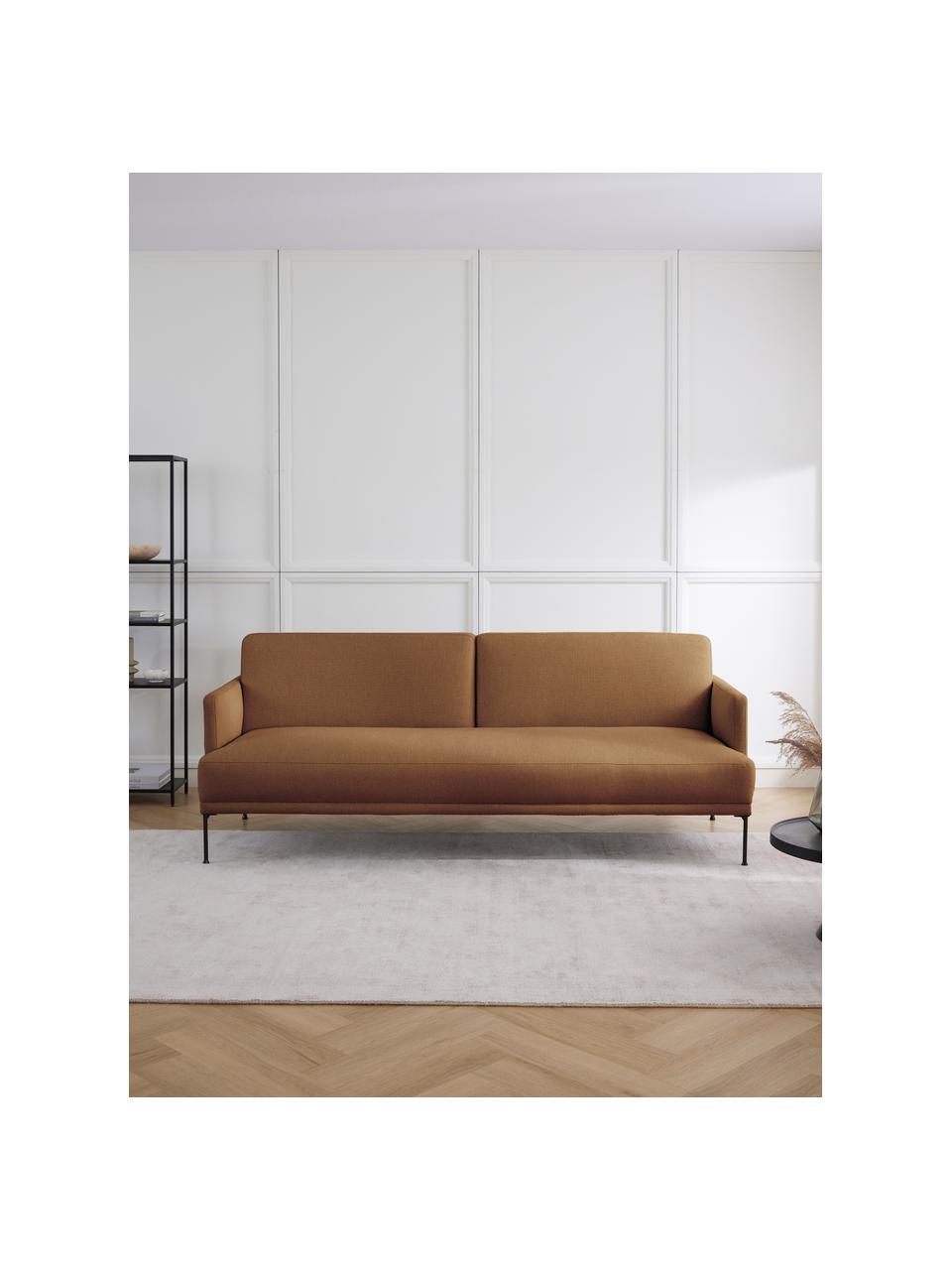 Schlafsofa Fluente (3-Sitzer), Bezug: 80 % Polyester, 20 % Rami, Gestell: Massives Kiefernholz, Webstoff Nougat, B 220 x T 88 cm