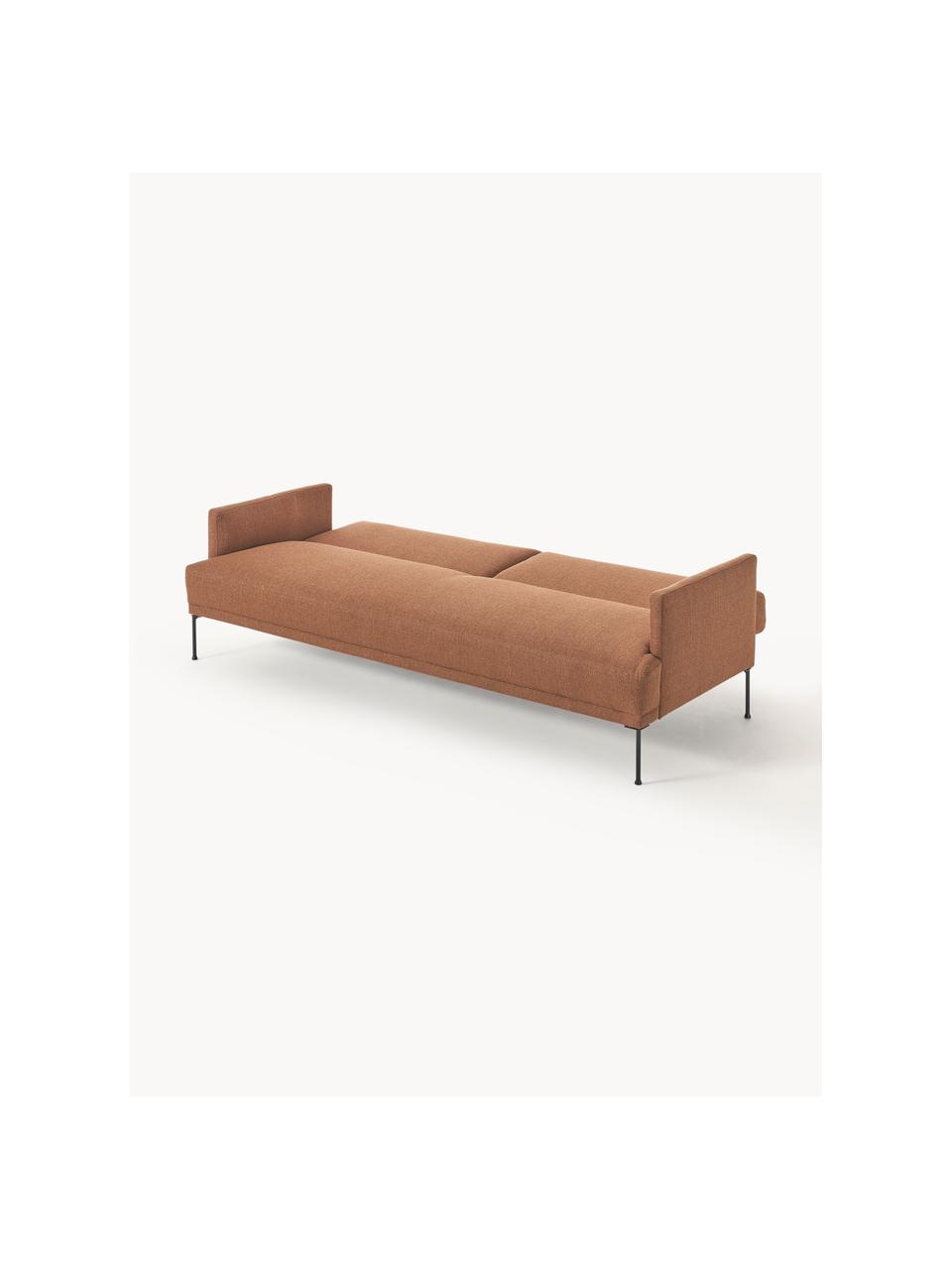 Slaapbank Fluente (3-zits), Bekleding: 80% polyester, 20% ramie , Frame: massief grenenhout, FSC-g, Poten: gepoedercoat metaal, Geweven stof lichtbruin, B 220 x D 88 cm