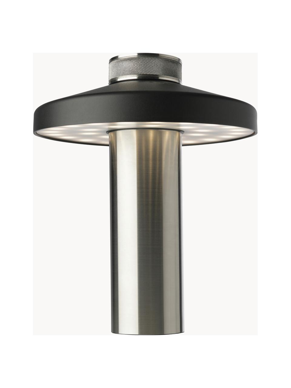 Lampada da tavolo piccola a LED con luce regolabile Turn, Nero, argentato, Ø 18 x Alt. 22 cm