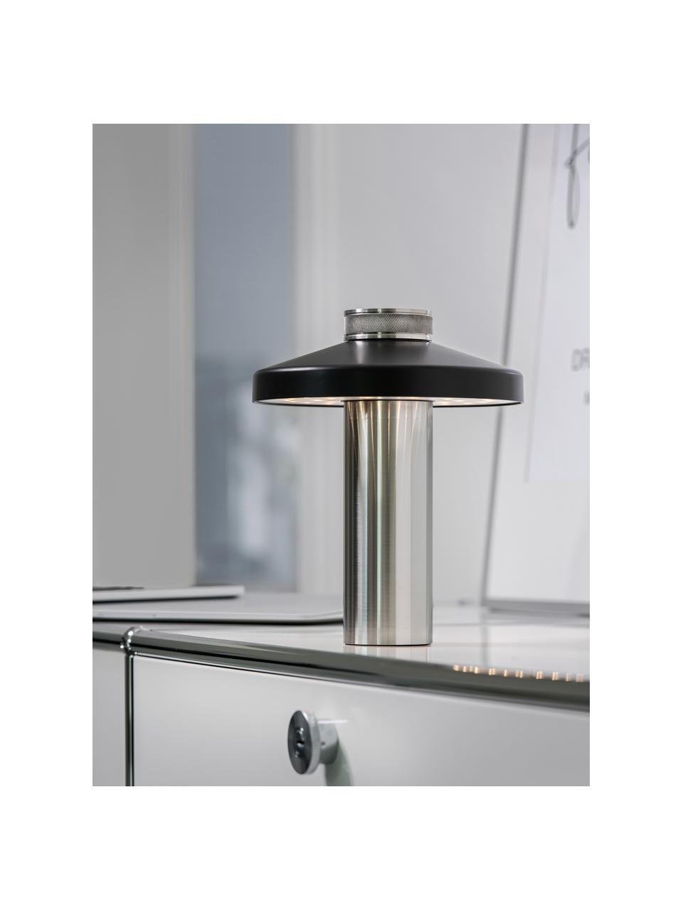 Malá stmievateľná stolová LED lampa Turn, Čierna, odtiene striebornej, Ø 18 x V 22 cm