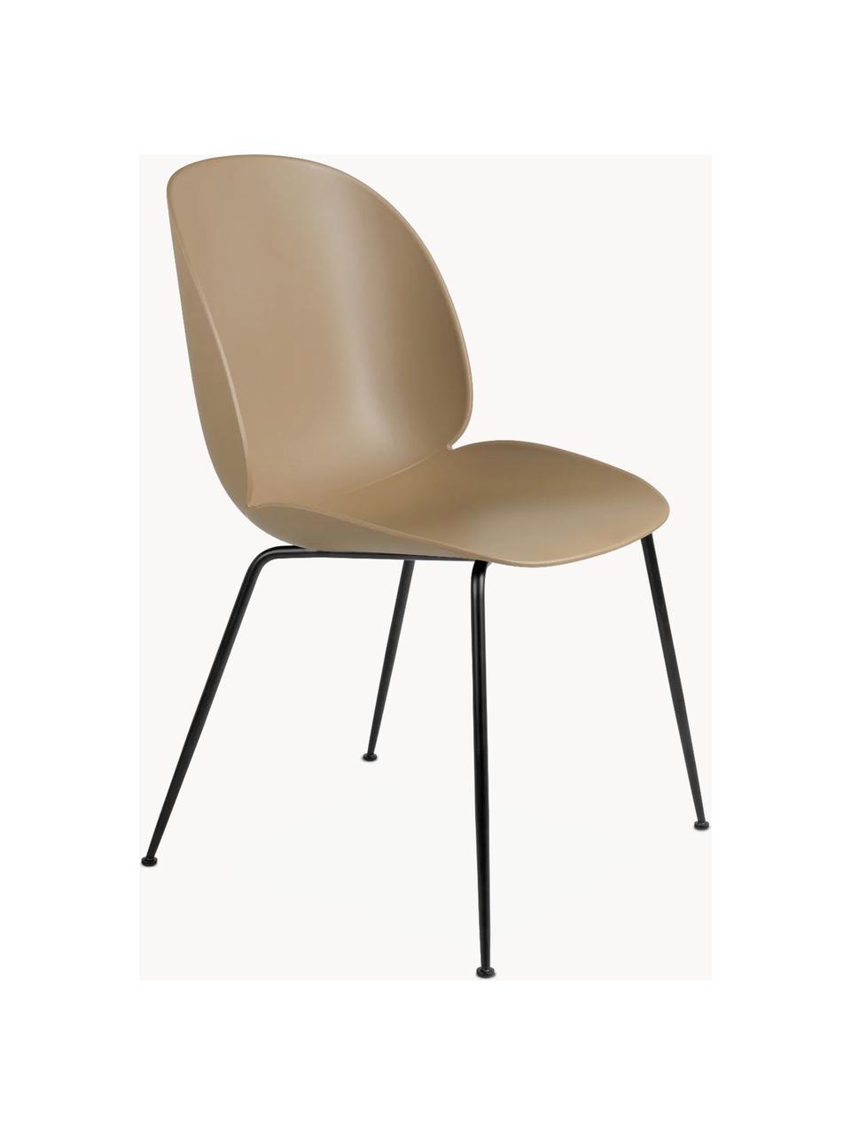 Sedia in plastica Beetle, Gambe: acciaio rivestito, Beige, nero opaco, Larg. 56 x Prof. 58 cm