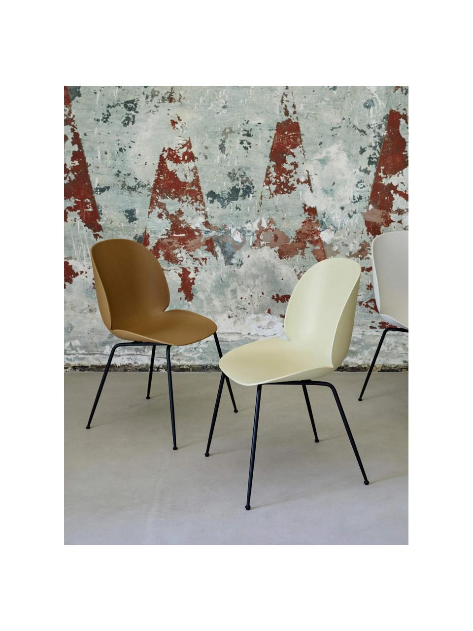 Krzesło ogrodowe z tworzywa sztucznego Beetle, Nogi: stal powlekana, Beżowy, czarny matowy, S 56 x G 58 cm