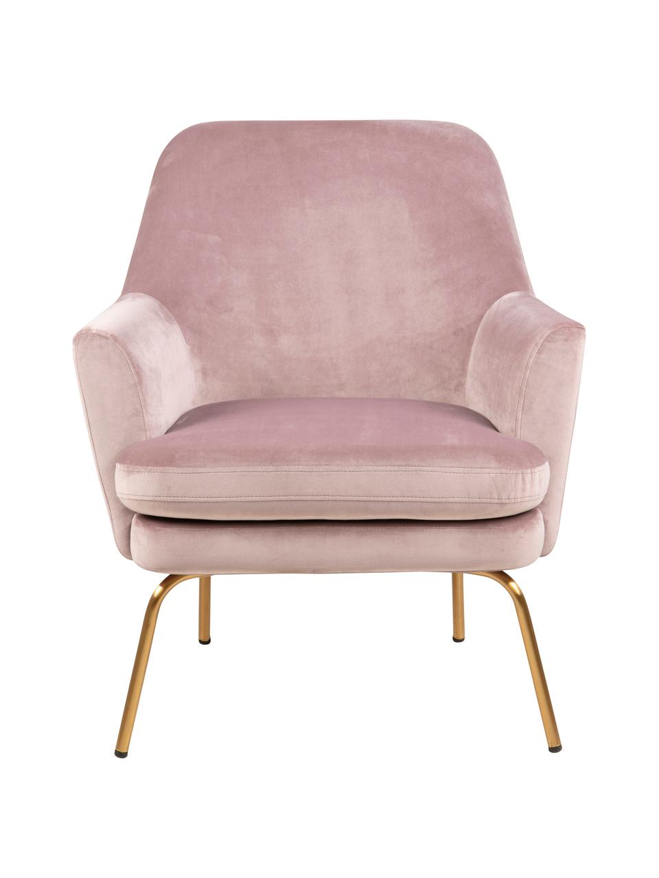 Fauteuil cocktail en velours rose Chisa, Velours rose, larg. 68 x prof. 73 cm