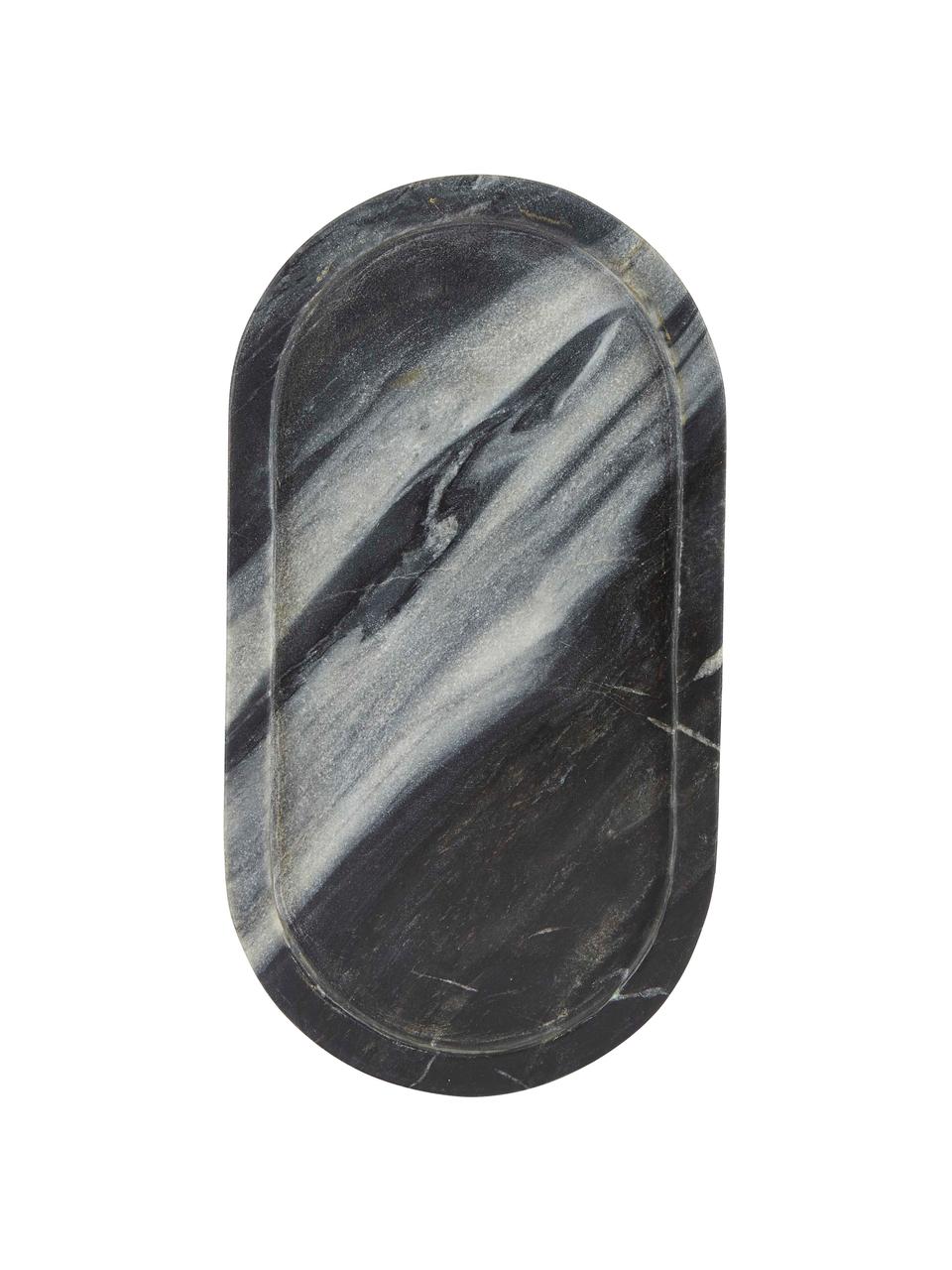 Dekorativní tác z mramoru Oval, Mramor, Černá, šedá, Š 28 cm, H 15 cm
